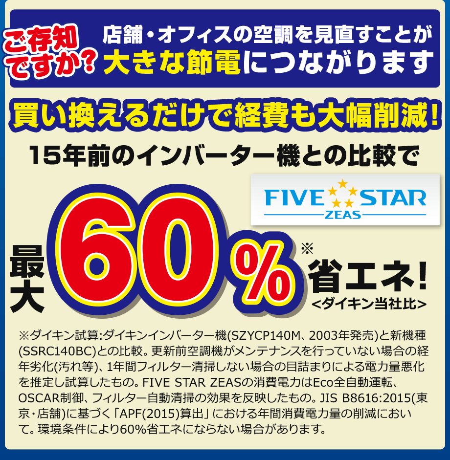 店舗・オフィスの空調を見直すことが大きな節電につながります