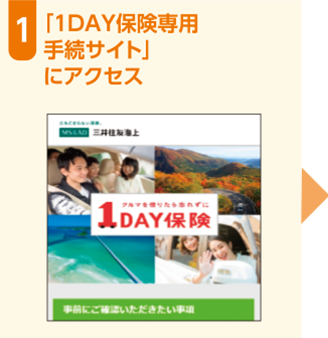 「1DAY保険専用手続サイト」にアクセス